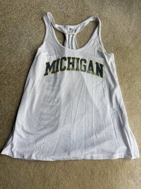 Michigan Wolverines Women's Racerback Faded Tank Top Shirt GO BLUE - Small